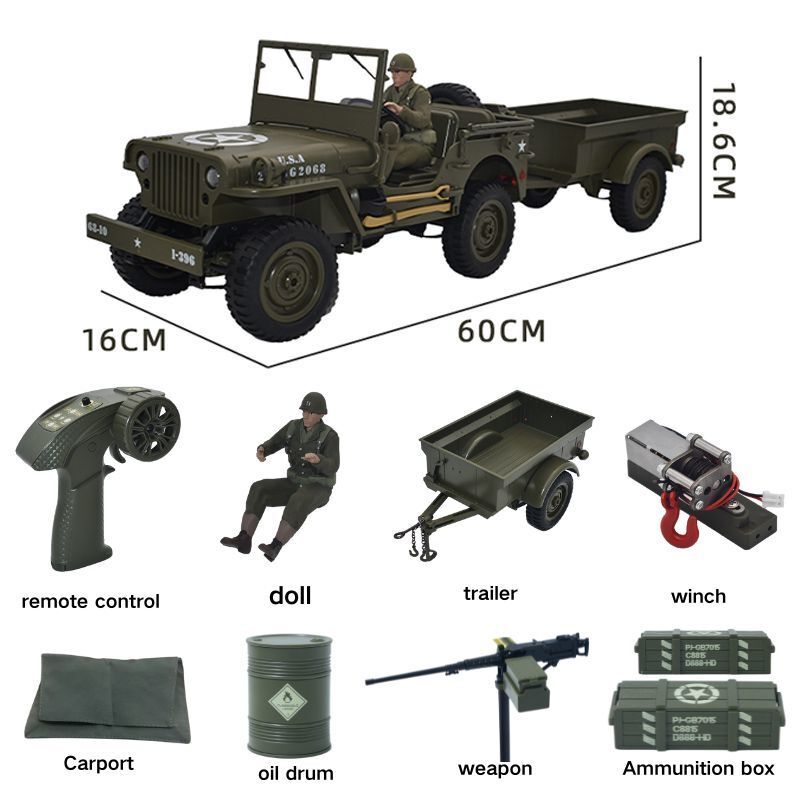 Rc Hobby Grade Truck - JJRC C8815 RC Araba 1941 JEEP